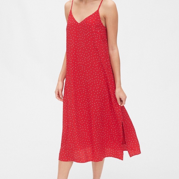 GAP red polka dot midi dress sz XS - Picture 3 of 10